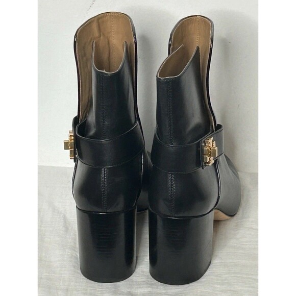 Tory Burch Kira Leather Booties Women's Boots 9M Black Gold Hardware Buckle EUC - Picture 2 of 6